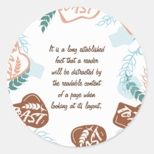 Editable bread toast quote classic round sticker