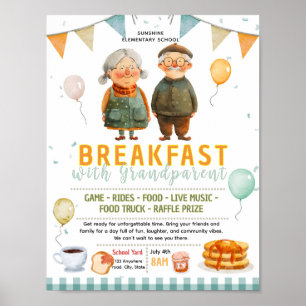 Editable breakfast with grandparent flyer poster