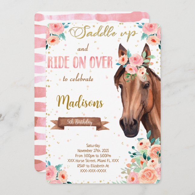 Editable Brown Horse Invitation (Front/Back)