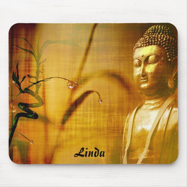 Editable Buddha and Bamboo Mouse Pad (Front)
