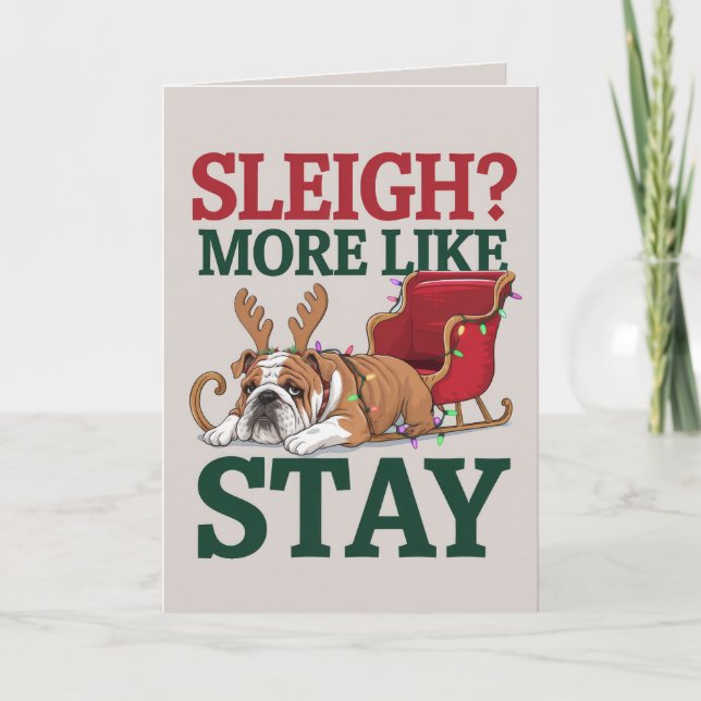 EDITABLE Bulldog Funny Dog Christmas Card (Front)