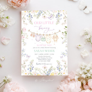 Editable Bunny Baby Shower Girl  Invitation