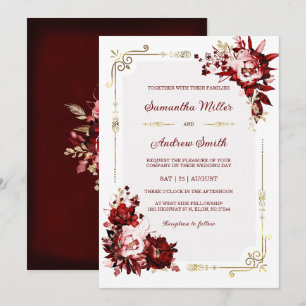 Editable Burgundy and Gold Wedding Template