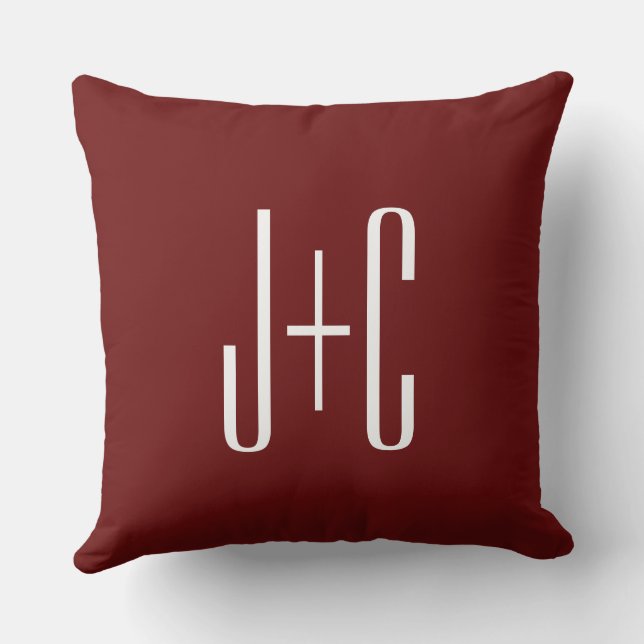 Editable Burgundy Red Background & White Text  Cushion (Back)