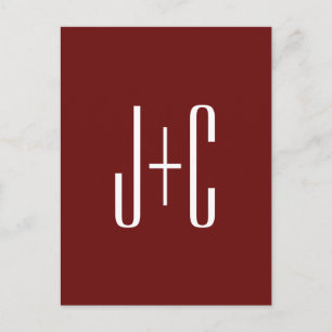 Editable Burgundy Red Background & White Text  Postcard