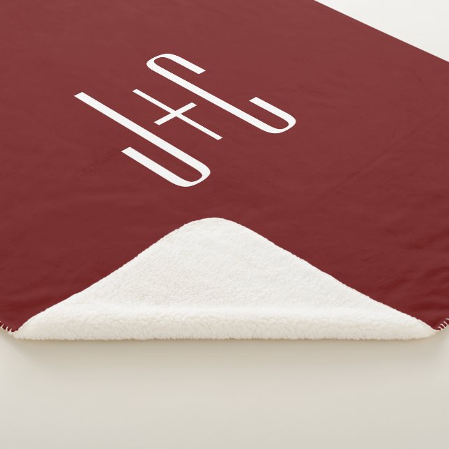 Editable Burgundy Red Background & White Text  Sherpa Blanket (3/4)
