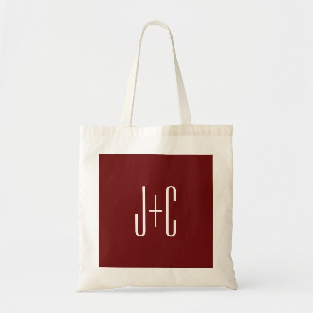 Editable Burgundy Red Background & White Text  Tote Bag (Front)