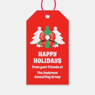 Editable Business Logo Happy Holidays Christmas Gift Tags