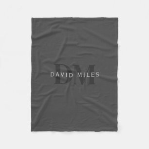 Editable Business Name (or any other text) Grey Fleece Blanket