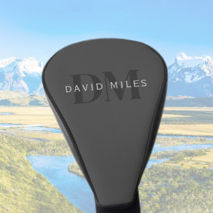 Editable Business Name (or any other text) Grey Golf Head Cover