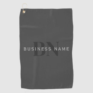 Editable Business Name (or any other text) Grey Golf Towel