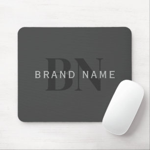 Editable Business Name (or any other text) Grey Mouse Pad