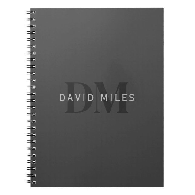 Editable Business Name (or any other text) Grey Notebook (Front)