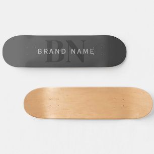 Editable Business Name (or any other text) Grey Skateboard