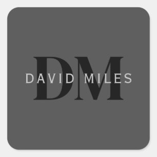 Editable Business Name (or any other text) Grey Square Sticker