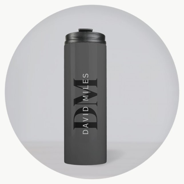 Editable Business Name (or any other text) Grey Thermal Tumbler (Creator Uploaded)