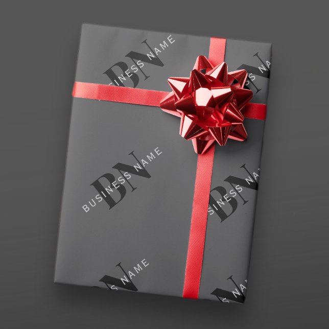Editable Business Name (or any other text) Grey Wrapping Paper (Creator Uploaded)