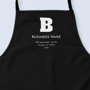 Editable Business Name & Slogan   Black & White Apron