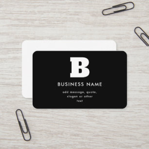 Editable Business Name & Slogan   Black & White Card