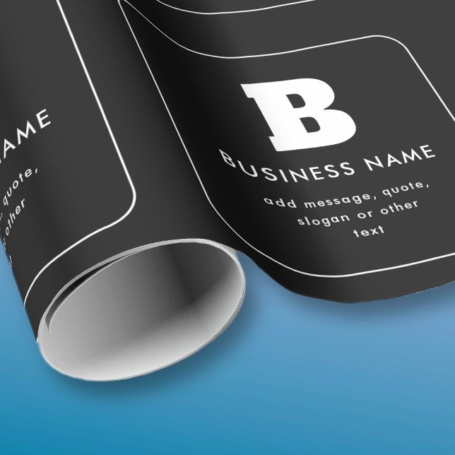 Editable Business Name & Slogan | Black & White Wrapping Paper (Creator Uploaded)