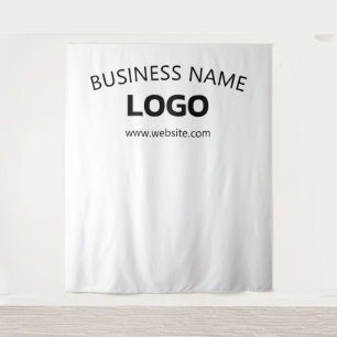 Editable Business Name, Website & Logo Backdrop Tapestry