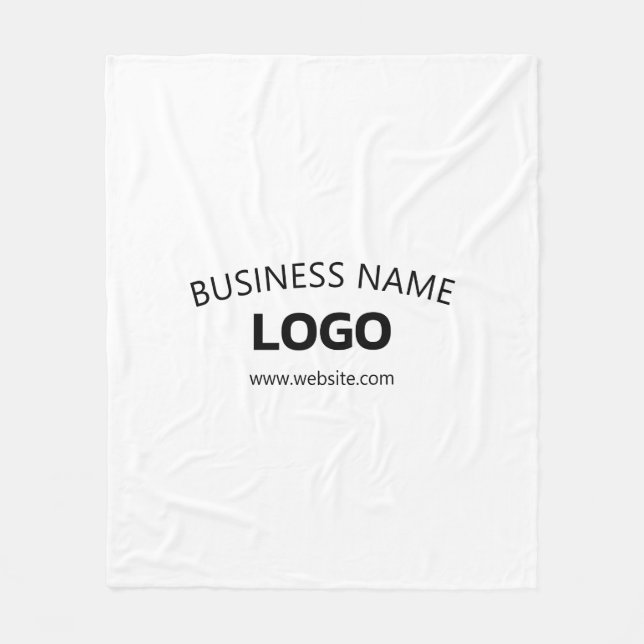 Editable Business Name, Website & Uploaded Logo Fleece Blanket (Front)