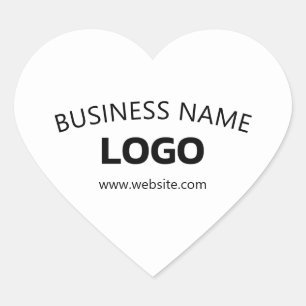 Editable Business Name, Website & Uploaded Logo Heart Sticker