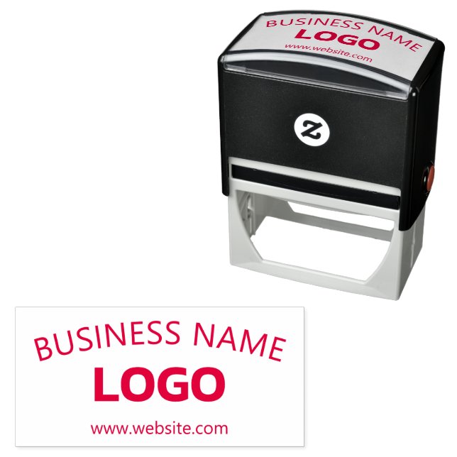 Editable Business Name, Website & Uploaded Logo Self-inking Stamp (In Situ)