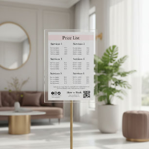 Editable Business Price List Template   Spa, Nail  Pedestal Sign