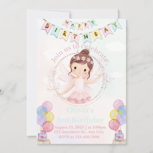 Editable Butterfly Birthday Invitation for Girls (Front)