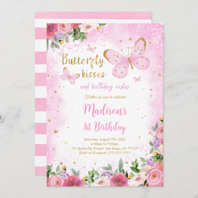 Editable Butterfly Invitation (Front/Back)