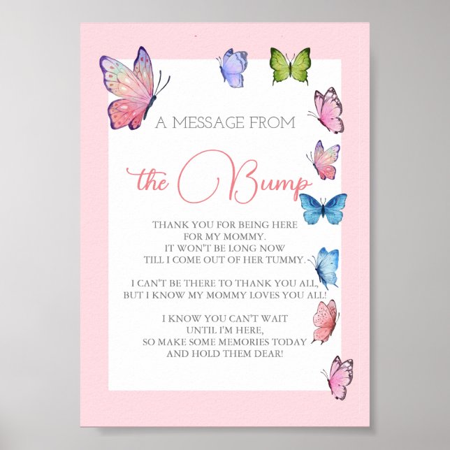Editable Butterfly The Bump Sign (Front)