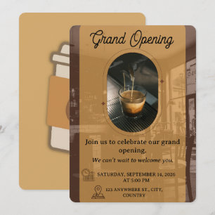 Editable Cafe Opening Invitation Card Design