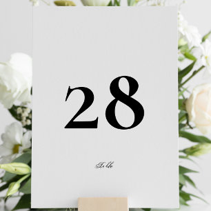 Editable Calligraphy Elegant White Black Wedding Table Number