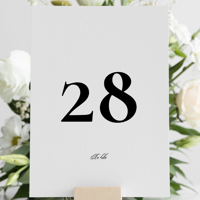 Editable Calligraphy Elegant White Black Wedding Table Number (Creator Uploaded)