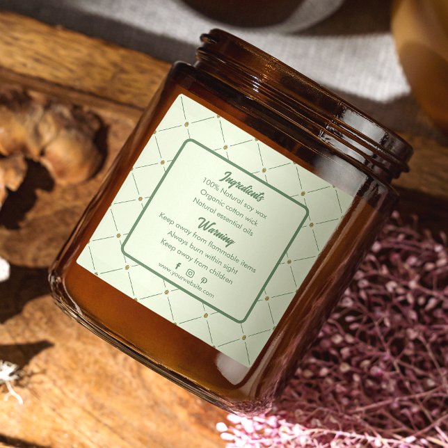 Editable Candle Label (Back) Design in Retro Green (Creator Uploaded)