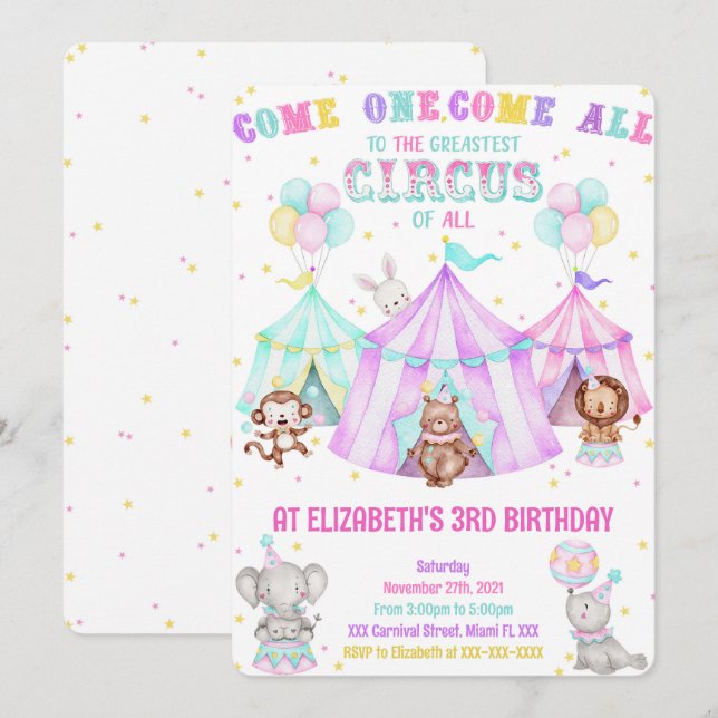 Editable Carnival Invitations (Front/Back)