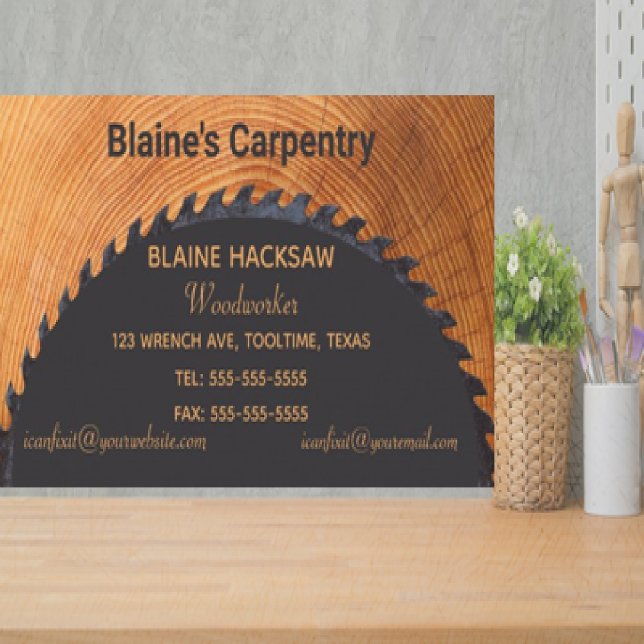 Editable Carpenter Circular Saw Blade Business Card (Creator Uploaded)