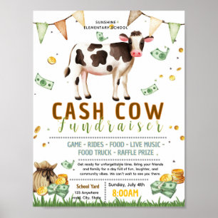 Editable cash cow fundraiser flyer poster