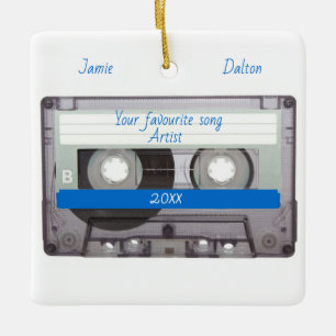 Editable Cassette Tape Christmas Ceramic Ornament