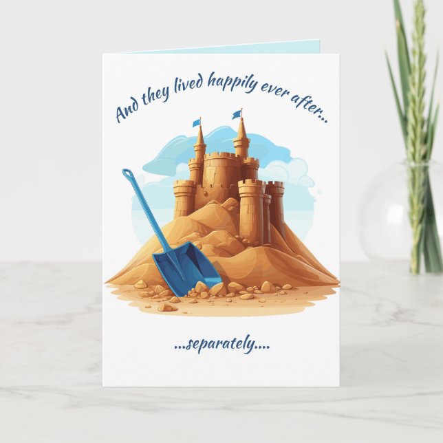 Editable Castle Happy Divorce Day Card (Front)