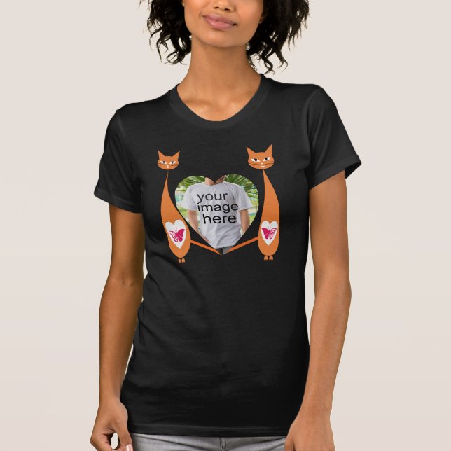 Editable Cat Love Heart  Custom Design  T-Shirt (Front)