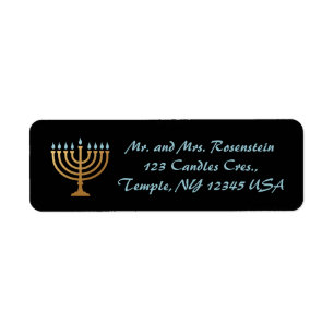 Editable Chanukiah Candles Return Address Label