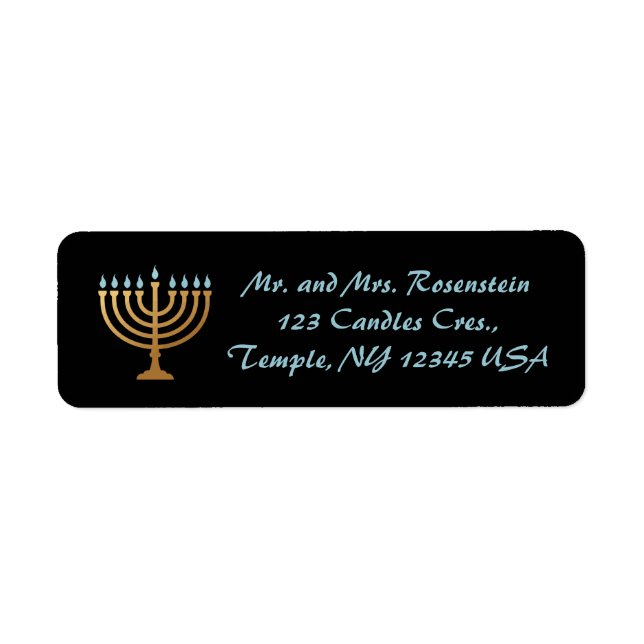 Editable Chanukiah Candles Return Address Label (Front)