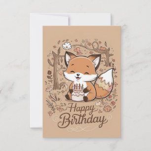 Editable Charming Fox Birthday Card
