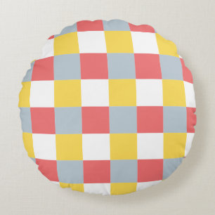 Editable Chequerboard Pattern Round Cushion