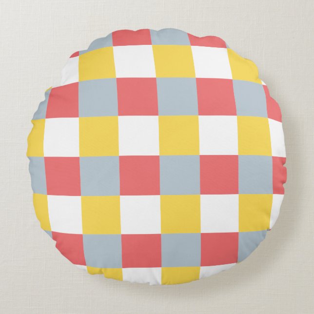 Editable Chequerboard Pattern Round Cushion (Front)