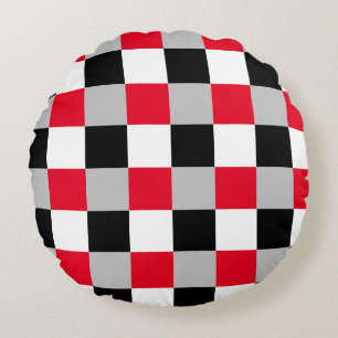 Editable chequerboard pattern round cushion
