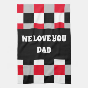 Editable chequerboard pattern tea towel