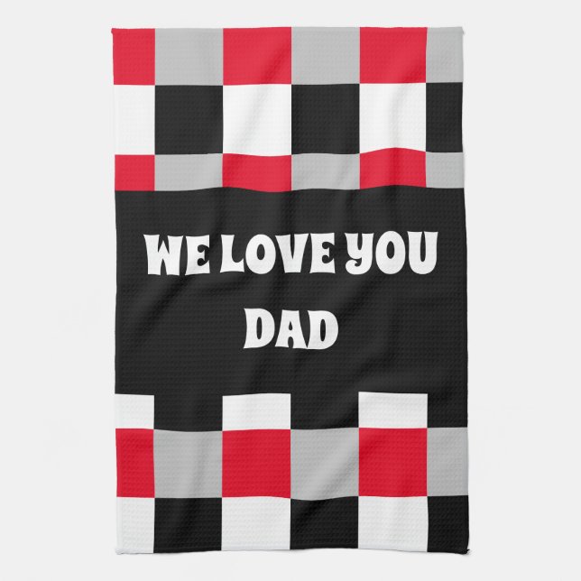Editable chequerboard pattern tea towel (Vertical)